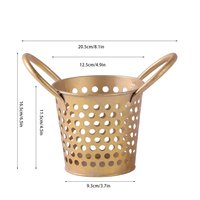 Panier de rangement moderne en fer perforé doré avec poignées, écologique et polyvalent, pour ustensiles de cuisine, couverts et baguettes - Grande Vente
