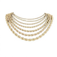 Collier chaîne torsadée en laiton plaqué or 14 carats JXX tendance, plusieurs tailles, style hip-hop punk, bijoux pour homme, cadeau d'anniversaire