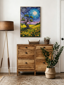 Pittura Diamantata Fai <span class=keywords><strong>da</strong></span> Te 5D <span class=keywords><strong>Notte</strong></span> Stellata, con Diamanti Rotondi a Copertura Totale, Stile <span class=keywords><strong>Van</strong></span> <span class=keywords><strong>Gogh</strong></span>, Mosaico Paesaggistico, Decorazione Murale 40x50cm - Product Image 3