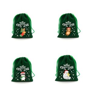 Reusable Velvet Christmas Drawstring Storage Bag-Festive Patterned Holiday Gift Sack for <b>Small</b> Gifts Stocking Stuffers Custom - Product Image 1