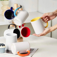 Vente en gros de tasses à thé en grès de 15 oz, deux couleurs, mug à sublimation, logo personnalisé avec impression par transfert thermique, mug à café en céramique