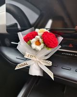 Décoration d'intérieur de voiture créative et haut de gamme, faite main au crochet, écologique, mignonne et exquise, avec longues fleurs, pour sortie d'air, cadeau original