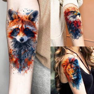 Autocollants de <span class=keywords><strong>tatouage</strong></span> temporaire Tough Beast, grands motifs d'animaux en aquarelle pour le bras, <span class=keywords><strong>faux</strong></span> tatouages animaux pour hommes et femmes - Product Image 3