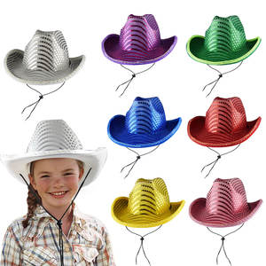 高品質ファッショナブルなシルバースパンコールデニムキラキラカウボーイハット多機能卒業感謝祭様々なパーティー - Product Image 3