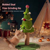Arbre à chat de Noël, tour à gratter en sisal avec base confortable et ornements suspendus, griffoir festif pour chat