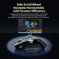 Mouse ergonomik gulir tak terbatas, tetikus nirkabel kantor tampilan layar cerdas Tri Mode terhubung jempol