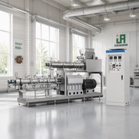Ligne de production industrielle d'aliments pour animaux de compagnie contrôlée par PLC, ligne complète de fabrication d'aliments pour chiens, chats et animaux aquatiques par extrusion