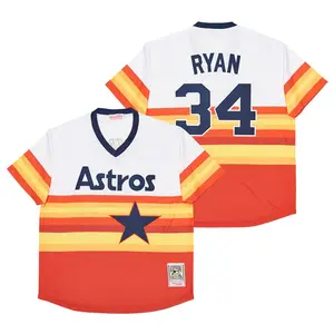 Throwback 7 Craig biggio Houston knit Astro 34 Nolan Ryan 5 Jeff bagwell 24 jimmy Wynn เสื้อเบสบอลวินเทจ