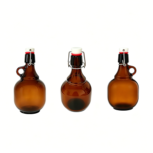 Carafe à vin en verre ambré avec poignée et fermeture à bascule, récipient vide pour vin <span class=keywords><strong>de</strong></span> sureau, bouteille en gros pour la <span class=keywords><strong>fabrication</strong></span> <span class=keywords><strong>de</strong></span> vin <span class=keywords><strong>de</strong></span> fruits - Product Image 5