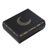 Coffret Cadeau Créatif avec Flacon de Parfum Imprimé Croissant de Lune, Boîte en Bois, Brûleur d'Encens Arabe Transfrontalier, Boîte Souvenir d'Affaires