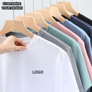 Customized <b>Men's</b> Heavyweight Cotton T-Shirt Double Yarn High Collar Oversize Short Sleeves Solid Print Trendy O-Neck Design - Product Image 2