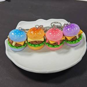 Porte-clés en résine colorée 3D en forme de hamburgers, best-sellers, pour téléphones portables et sacs - Product Image 2