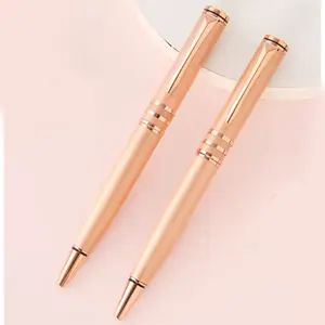 Thời Trang Vẻ Đẹp Rose Gold Pen Biểu Tượng Tùy Chỉnh Dấu Ấn Chất Lượng Cao Sang Trọng Kim Loại Bóng Cao Đẳng Cuộc Họp Viết Bút