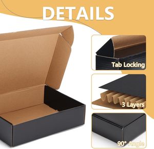 Tùy chỉnh 9x6x2 vận chuyển hộp, hộp các tông sóng màu đen cho bao bì Doanh Nghiệp Nhỏ gói hộp sóng - Product Image 3