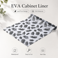 Tapis de protection pour tiroirs et étagères en EVA imprimé feuilles de palmier noires, antidérapant, imperméable, facile à découper, pour rangement de cuisine