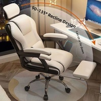 Chaise de bureau de course blanche de luxe chaise pivotante inclinable patron confortable chaise de bureau ergonomique en cuir de direction