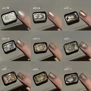 Set de 9 Esmaltes de Uñas en Gel/Polvo Sólido – Gel para Uñas, Esmalte de Uñas con Brillo Metálico, Súper Brillante, Reflectante, Spa - Product Image 4