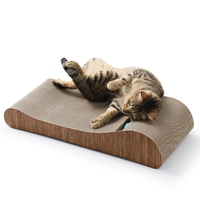 Griffoir interactif pour chat en carton ondulé avec jouet à bille roulante et panneau de griffage incurvé pour chat