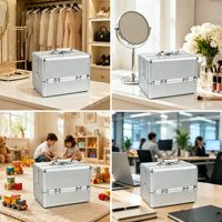 Valise de maquillage professionnelle en aluminium rose, trousse de beauté, valise de maquillage personnelle en aluminium pour artiste