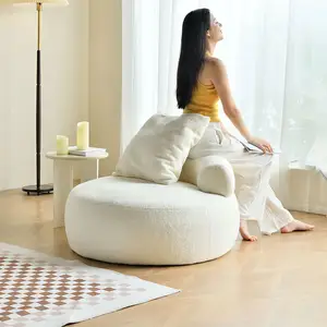 İskandinav yatak odası Nook kız krem beyaz pembe yeşil Tatami zemin yuvarlak buklet şezlong kanepe