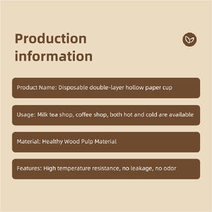Gobelets à café jetables en papier kraft à double paroi, recyclables, avec couvercles, logo personnalisé imprimé, gobelets à emporter pour boissons chaudes 8oz/14oz/16oz - Product Image 3
