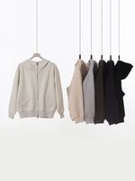 500G Mamba coton sweat à capuche zippé Double tête fermeture éclair demi col haut veste surdimensionné pull uni pour l'automne hiver