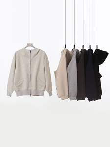 Sudadera con capucha de algodón Mamba con cremallera de 500G, chaqueta de Cuello medio con cremallera de doble cabeza, jersey liso de gran tamaño para Otoño e Invierno - Product Image 2