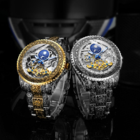 Produits populaires en stock : Montre Forsining à bracelet en acier inoxydable, tourbillon 3D ajouré, automatique, mécanique, jour/nuit, pour hommes