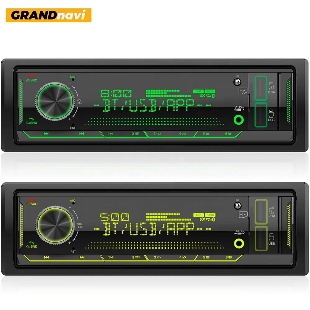 GrandNavi-reproductor MP3 para coche, Radio Fm de 1 din, manos libres, al por mayor, portátil, audio estéreo, Mp3