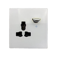 Interrupteur mural 86 panneaux en verre trempé LED unipolaire rétro à réinitialisation automatique 10A 250V avec protection ignifuge pour la maison