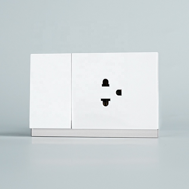 Professional Manufacturers US Standard Ultra Thin Big Board Panel Thailand 3 Pole Wall Socket and 1 Gang 1 Way Light Switch