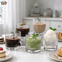 Verre à whisky à base épaisse irrégulière, gobelet texturé effet roche, verrerie cannelée martelée style glacier pour bourbon, latte glacé, café