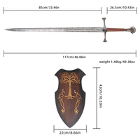 Épée de Chevalier Vintage à Poignée Croisée, Design Classique, Lame à Motif Gravé Damas, pour Collection, Cosplay, Décoration