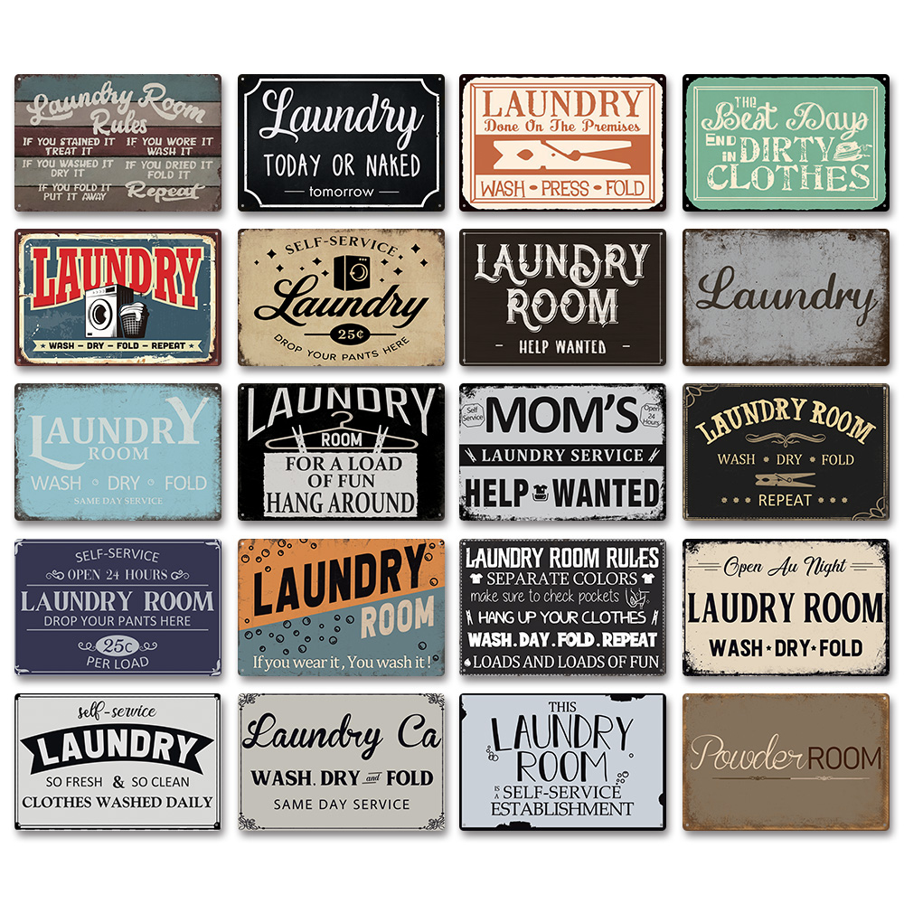 Laundry Co., cartello decorativo da parete in metallo invecchiato, stile vintage e rustico, 20,3 x 30,5 cm, piastra in alluminio