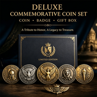 Ensemble de pièces commémoratives 3D en relief personnalisées, coffret cadeau, pièces souvenir en or antique, boîte de présentation, récompense événementielle, logo personnalisé OEM