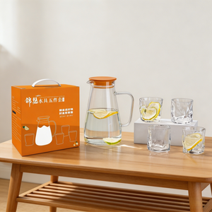 Juego de 5 piezas de jarra de agua de vidrio al por mayor directo de fábrica, jarra de agua de vidrio sodocálcico con 4 vasos, cristalería para beber al por mayor - Product Image 4