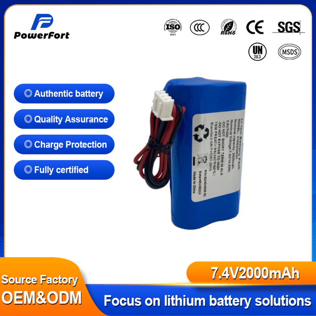 Rechargeable7.4v 2000mah 18650 Cylindrical Lithium Ion Battery Packs