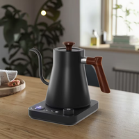 Bouilloire électrique 1L avec contrôle de la température, fonction de mémoire, poignée en érable, pour café, thé, verser sur de l'eau chaude à ébullition rapide