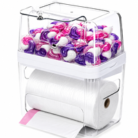 Distributeur de sacs poubelles 3-en-1, support pour dosettes de lave-vaisselle, couvercle anti-humidité, en plastique, organisateur d'évier moderne non pliable, pour buanderie
