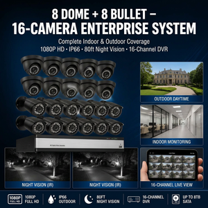 Kit de Vigilancia de Seguridad con Cable Coaxial AHD de 1080P y 16 Canales, Sensores CMOS, NVR, Cámaras HD con Visión Nocturna Infrarroja para el Hogar - Product Image 6