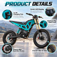 Moto électrique tout-terrain à pneus larges 48V 22.5AH à double suspension, 55 km/h, pour adultes, disponible depuis l'entrepôt d'outre-mer