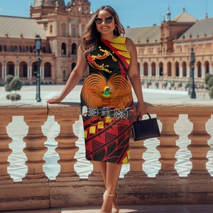 Gaun Sundress Motif Burung Surga Wanita Papua Nugini Desainer Tanpa Lengan Mini Longgar Nyaman Boho Rok Suspender Dropshipping - Product Image 4