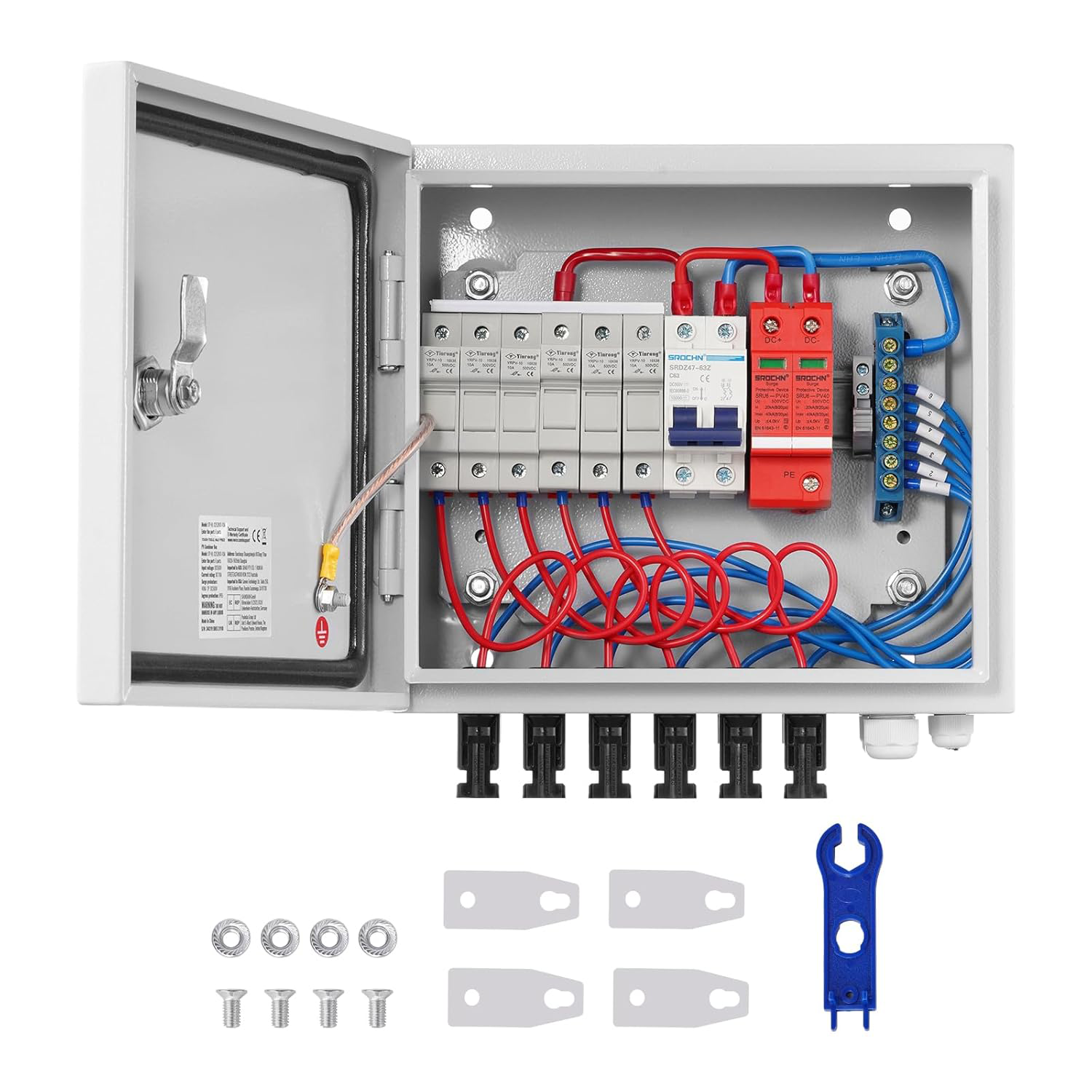 EmperySolar Monocrystalline Silicon PV Solar Combiner Box Metal Construction 15A Fuse 125A Circuit Breaker for On/Off Systems · image 3