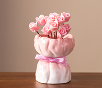 Fourchette à fruits en céramique en forme de rose violette, fourchette à fruits manuelle, accessoires de table de salon, ustensiles de cérémonie du thé