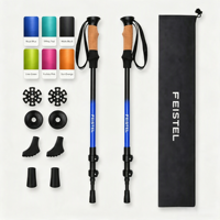 Bâtons de marche nordique Feistel Quick Lock 7075 en aluminium, 3 sections, pliables, télescopiques, pour la course à pied en plein air
