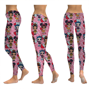Wholesale 220 GSM Yiwu <strong>Low</strong> MOQ Yoga <strong>Waist</strong> Sugar Gridding Digital Print Butter Soft <strong>Leggings</strong> for Women - Product Image 3