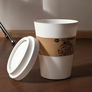 2025 nuevo estilo elegante León con temática resistente al olor alto blanco y negro Tapa superior a presión taza de café bote de basura botella y tarro - Product Image 4