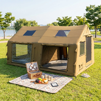 Tente de camping gonflable quatre saisons en toile 8+8m² avec colonne d'air intégrée, tente pneumatique imperméable