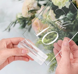 Perlengkapan pesta pernikahan meja atas sandaran kartu rak Tampilan berdiri pemegang tanda akrilik bening - Product Image 5