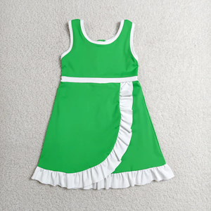 Vestido de Yoga para Niñas, Estilo Boutique, Sin Mangas, con Puntos Rojos, Vestido Deportivo con Volantes - Product Image 5